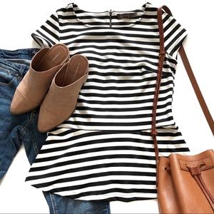 The Limited Black + White Striped Peplum